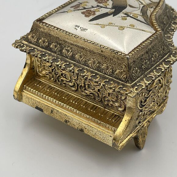 Vintage SANKYO Art Of Chokin Grand Piano Music Box WORKS 1940 - 1960 Japan Bird - Picture 5 of 13